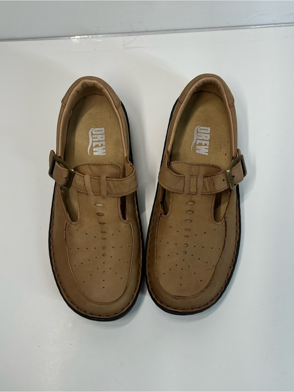 Drew Womens 5W Tan Leather T Strap Mary Jane Comfort Shoes